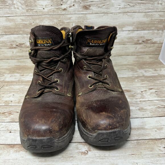 Carolina Brown Leather Oil Resistant Lace Up Steel Toe Work Boots Men's Size 9D - Picture 2 of 8